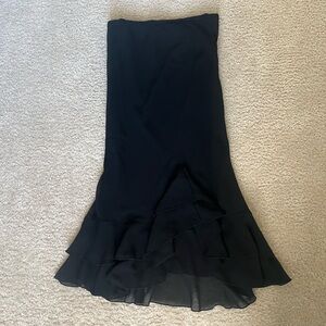 Anna Black Midi Skirt with Ruffle Hem